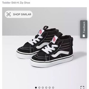 Toddler size 9.0 Vans sk8 hi-zip in black and gray. Worn once.